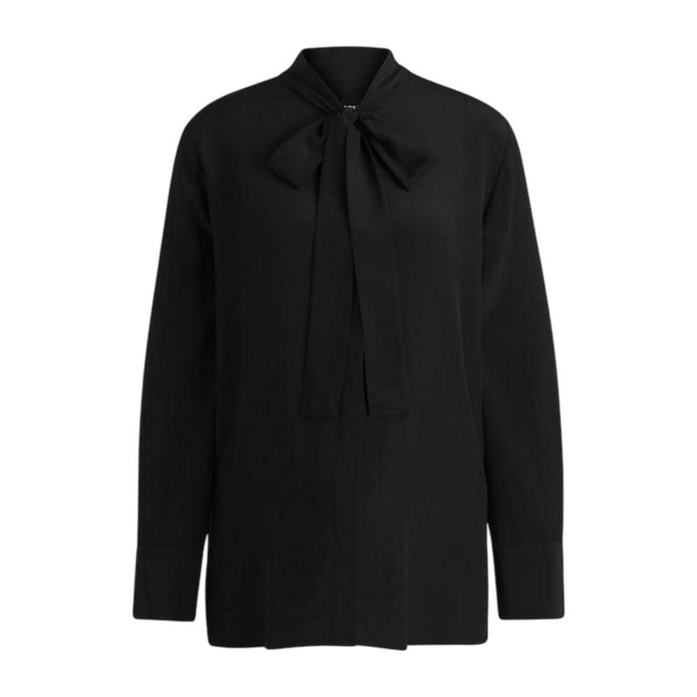 Boss Womens/Ladies Tie Neck Long-Sleeved Blouse / Black